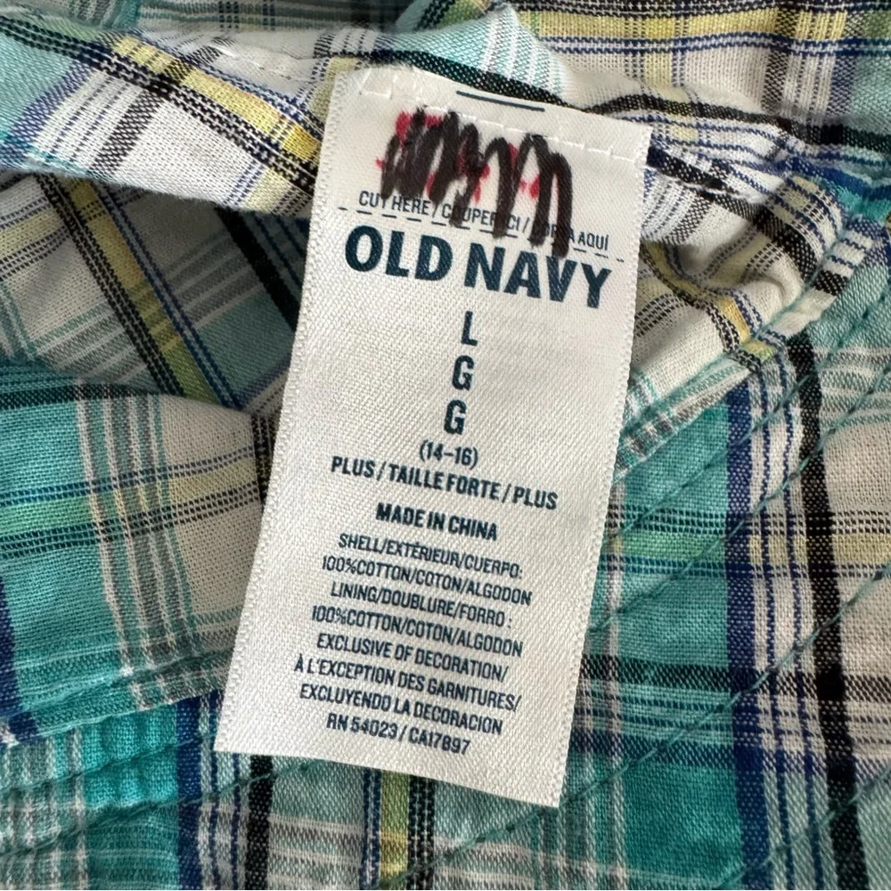 Old Navy Kids Bucket Hat Reversible Khaki & Blue Plaid Large